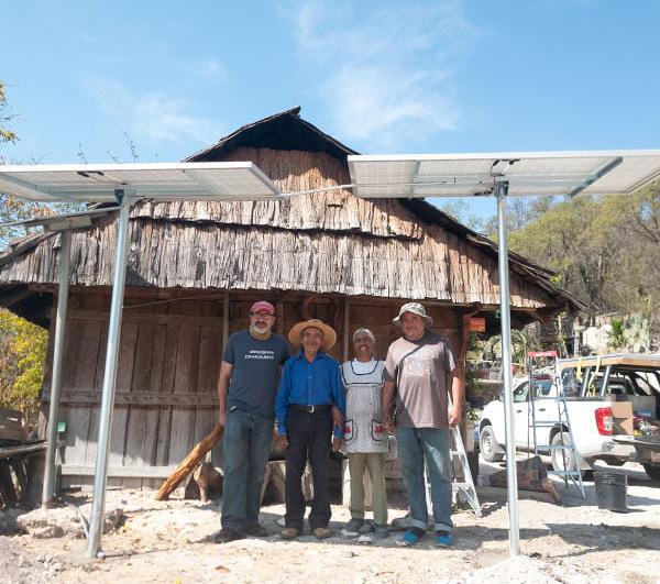 People under solar panels